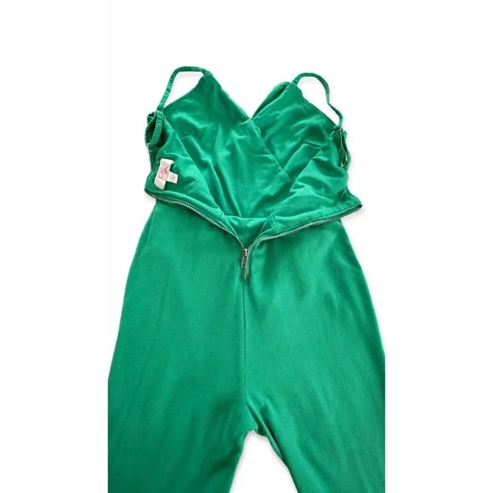 GB Girls Green Ruffle Wrap Jumpsuit Size 7 Wide Leg Adjustable Straps